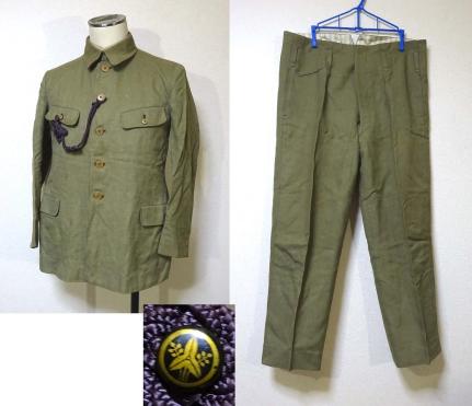 戦前日本・国民服乙型上下揃い 国防空襲内地銃後軍衣軍服軍刀帯小銃剣 