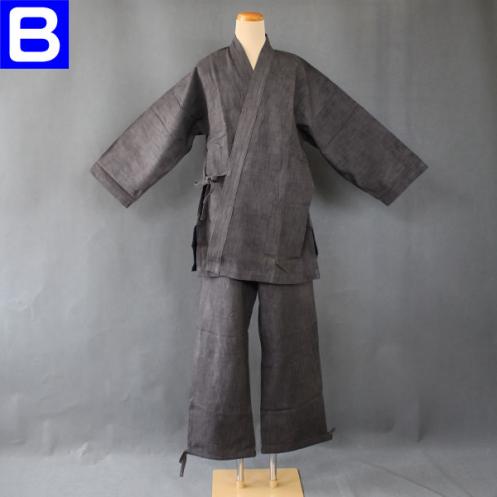 きもの日和◆2500円~[メンズ]草木染綿作務衣(上下セット×Lサイズ×グレー)aat014B-8
