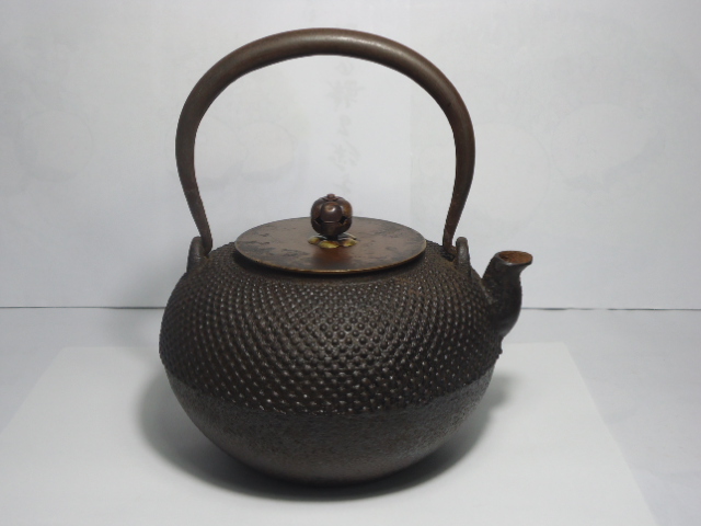 龍文堂 鉄瓶 煎茶道具 銅蓋 龍文堂造 茶道具 古い煎茶道具☆古作鉄瓶