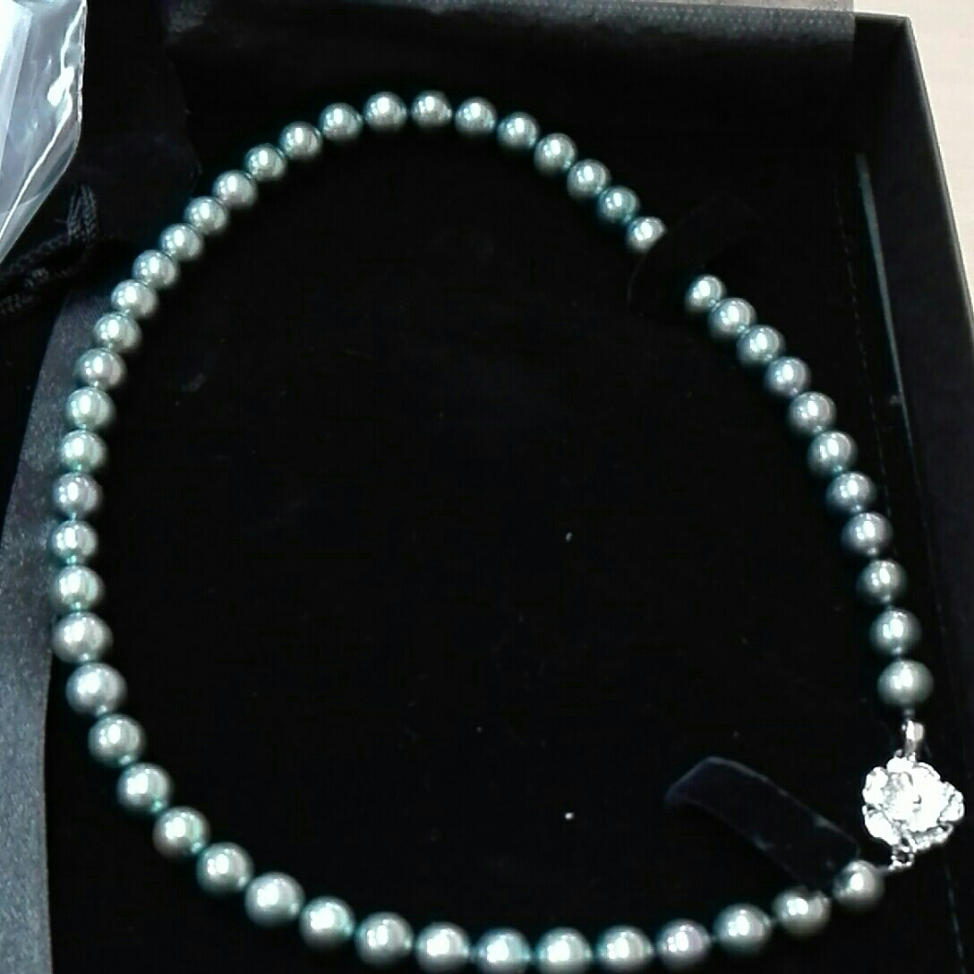 ☆アコヤ黒真珠 ネックレス 8～7.5mm 宝石分析センター 宝石鑑別書付