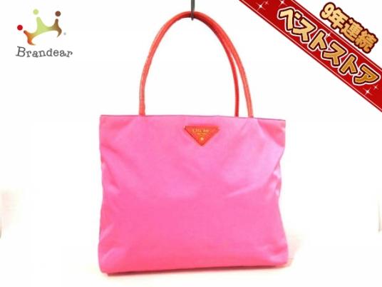 レディース PRADA プラダ ハンドバッグ ナイロン エナメル ピンク 