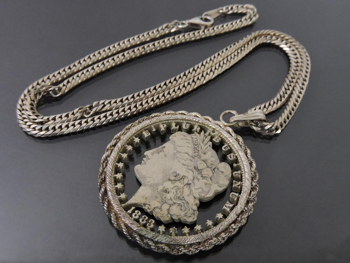 シルバー925 Morgan dollar 1883年 モルガンヘッドコイン EAGLE イーグル ネックレス ペンダント