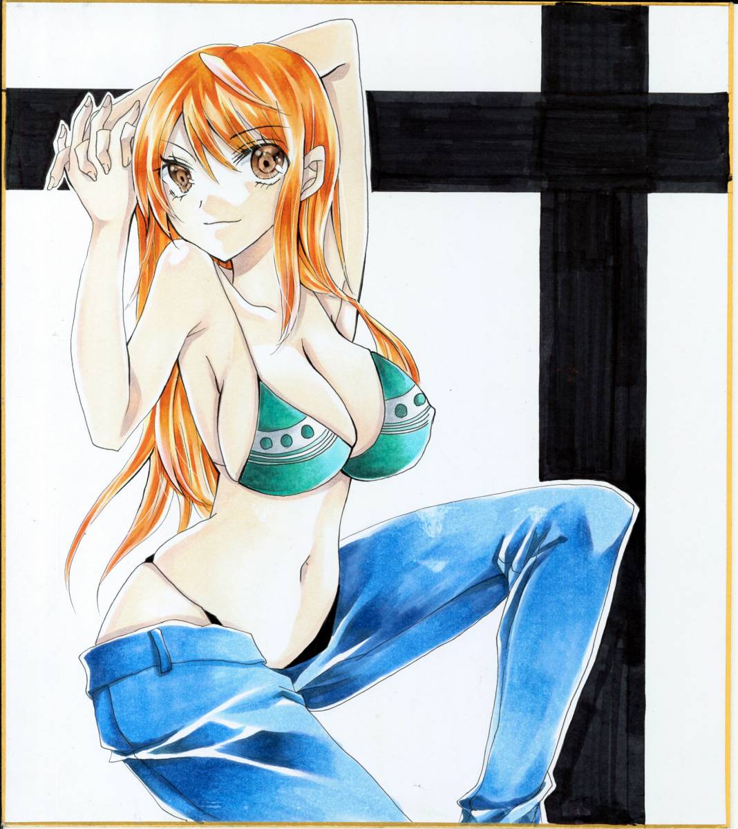 同人 手描きイラスト One Piece ナミ 色紙 2 手描きイラスト 売買されたオークション情報 Yahooの商品情報をアーカイブ公開 オークファン Aucfan Com