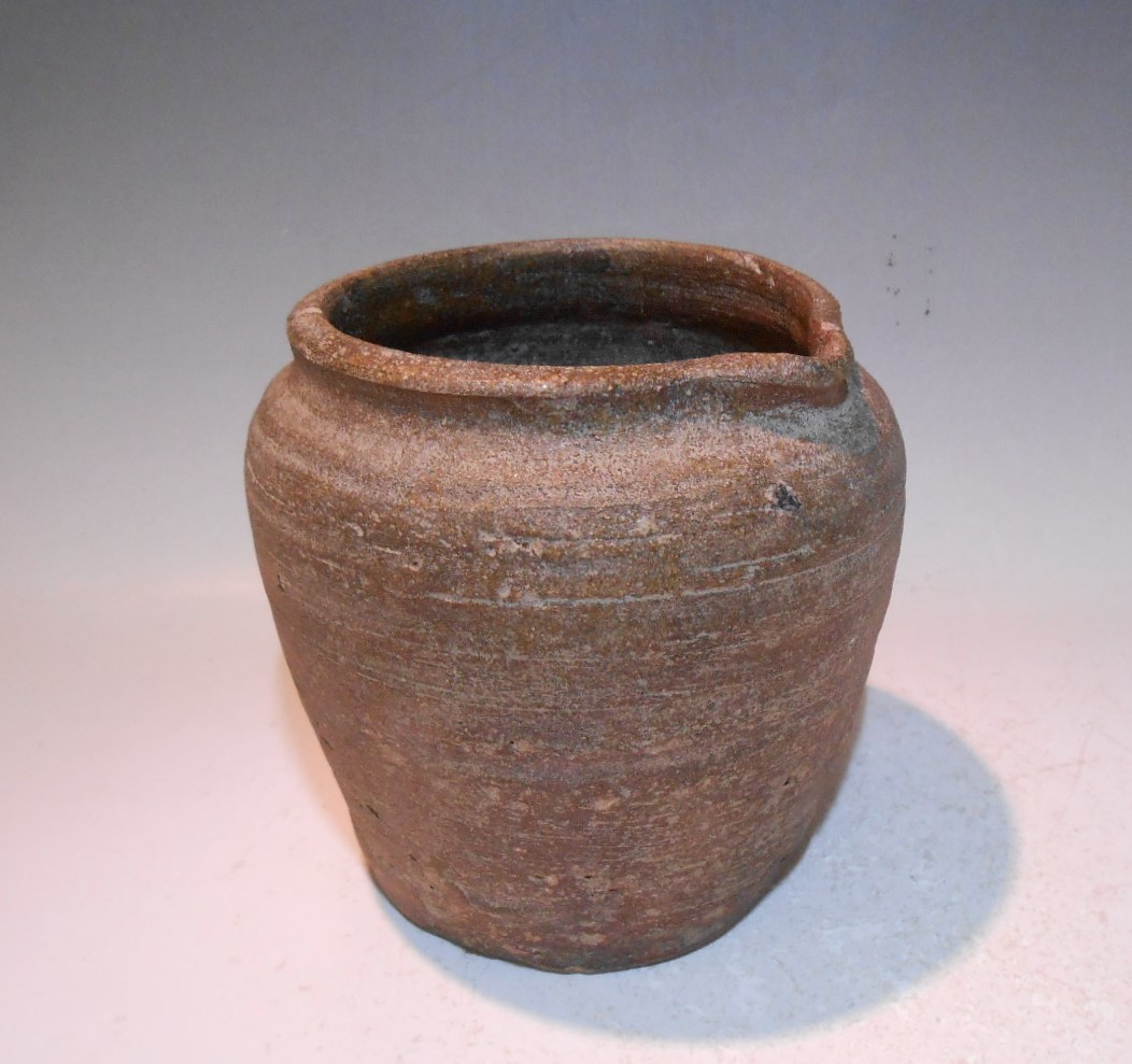 ☆8-8】江戸末期 古備前お歯黒壺（片口小壺） 箱付☆ 掘り出し！お歯黒