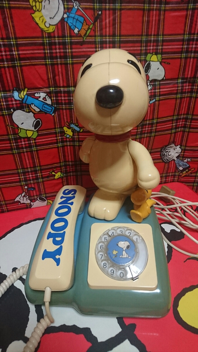 昭和レトロ ヴィンテージ レア SNOOPYスヌーピー 電話機 希少ブルー