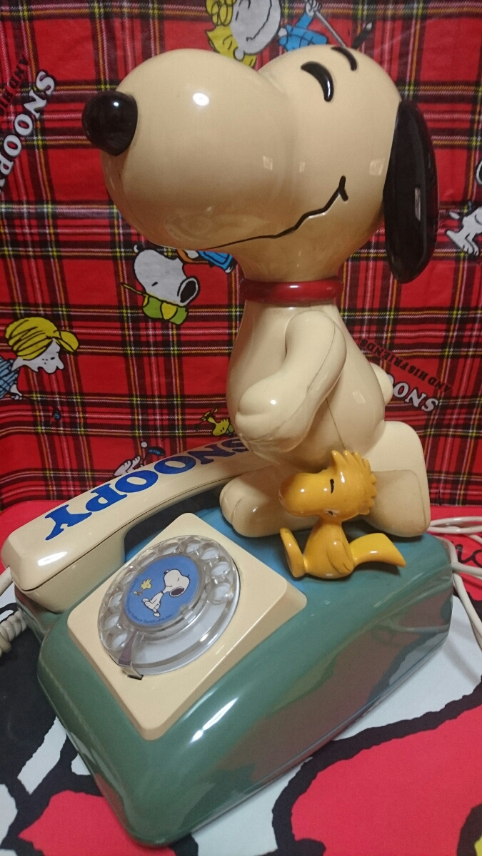 昭和レトロ ヴィンテージ レア SNOOPYスヌーピー 電話機 希少ブルー