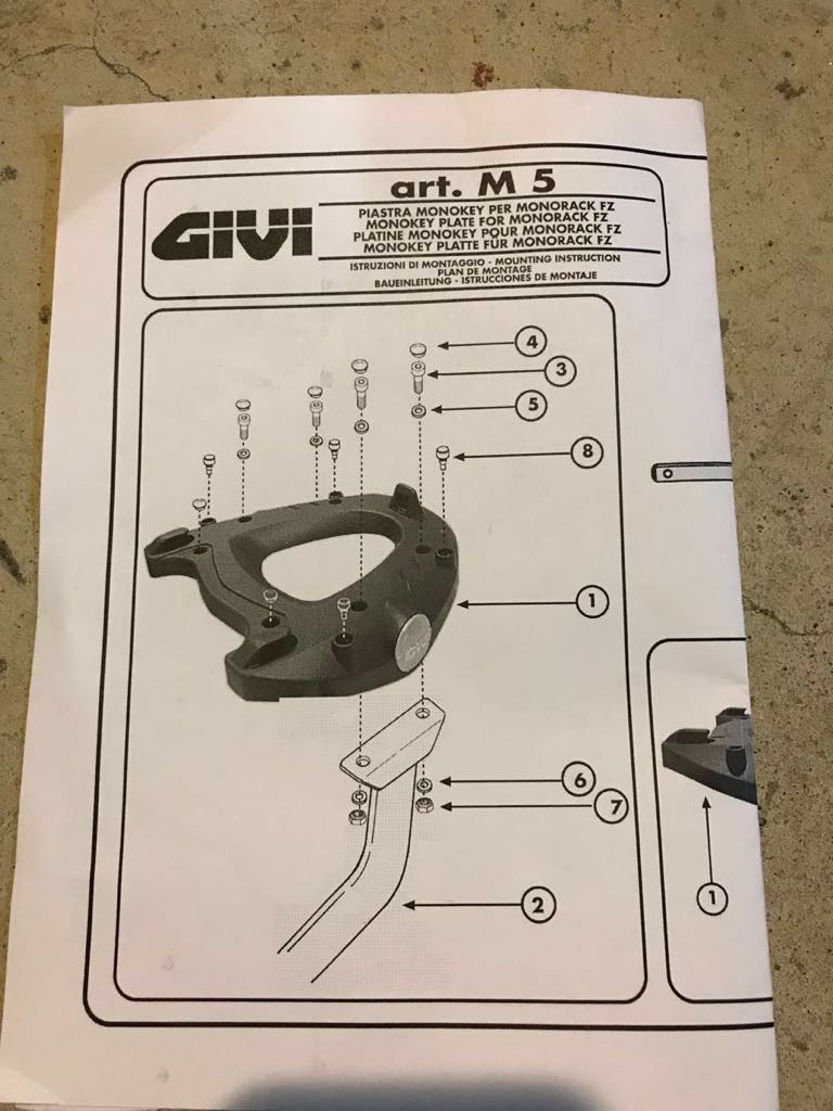 GIVI(ジビ) トップケース / リアボックスパーツ モノキー M5プレート