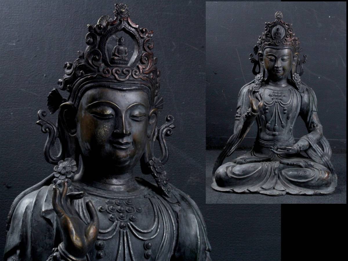 仏像 銅製 観音菩薩像 彫刻 オブジェ　金銅仏銀瓶煎茶道具唐物中国 観音菩薩 古銅の中古品・新品 2026年最新Yahoo!オークション 鍍金 中国