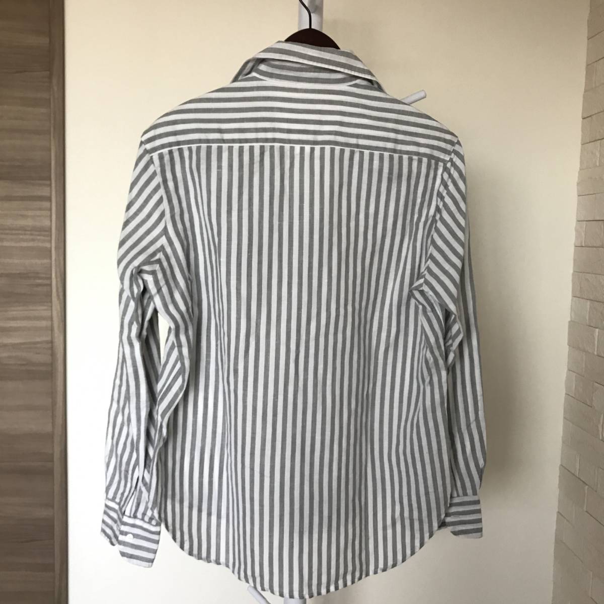 新品 フランク＆アイリーン レディスストライプシャツ XS グレー×白 
