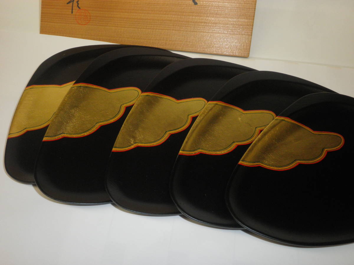 平安 象彦 蛤形 銘々皿 5枚 未使用品象彦 源氏雲