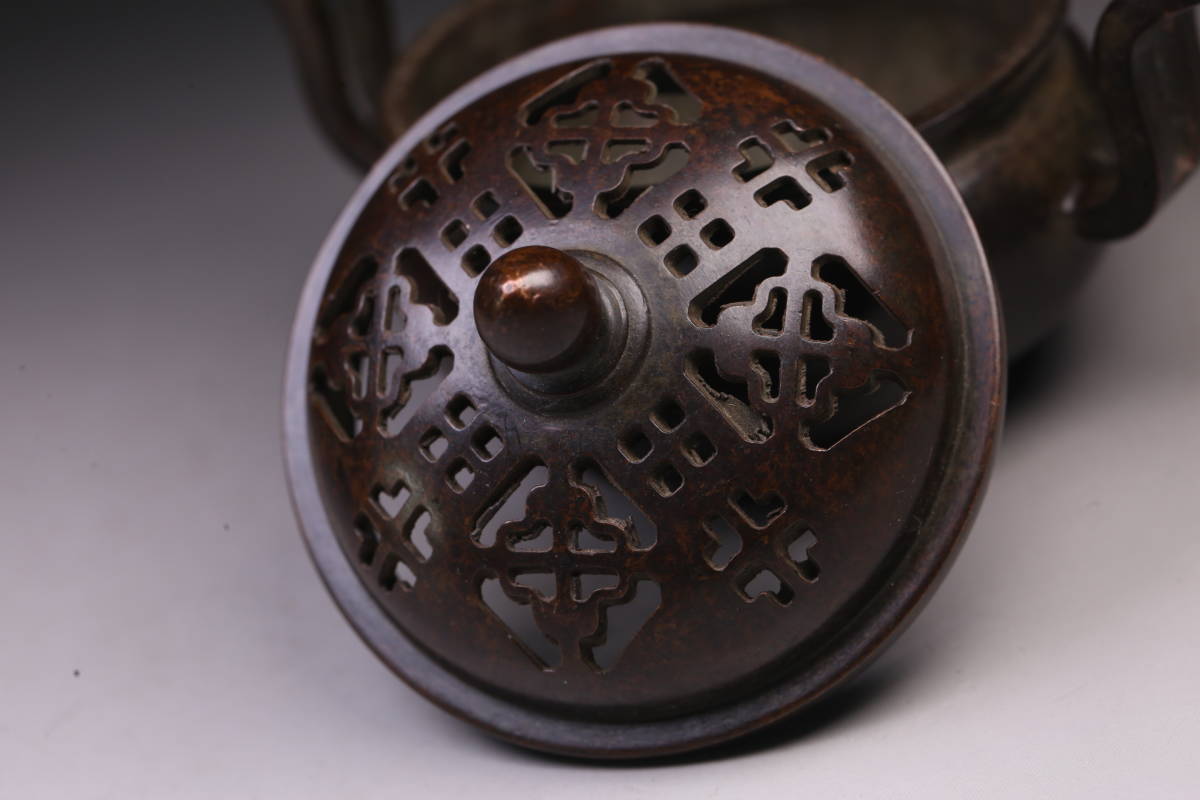 唐銅双耳壺 】 清朝初期古玩