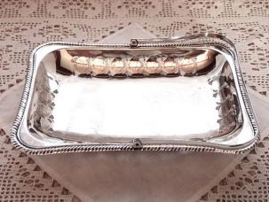 YEOMAN 英国アンティーク 純銀P シルバー ハンドル付き ボンボンディッシュ サンドイッチプレート イギリス製