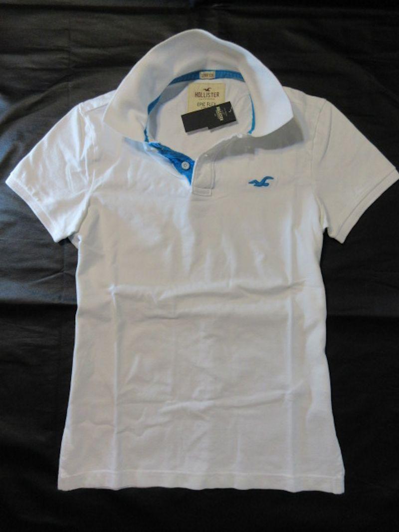 本物正規◆ホリスター◆ポロシャツ ストレッチ 0617-100 白水色◆L ■新品 