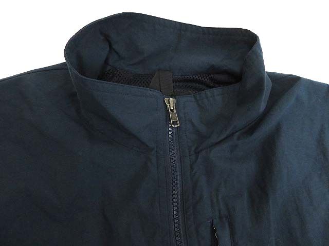 美品▼正規品 THE NORTH FACE ノースフェイス ロゴ刺繍入り 裏地メッシュ素材 ポケッタブル収納付き ZIPUP ナイロンベスト ネイビー M