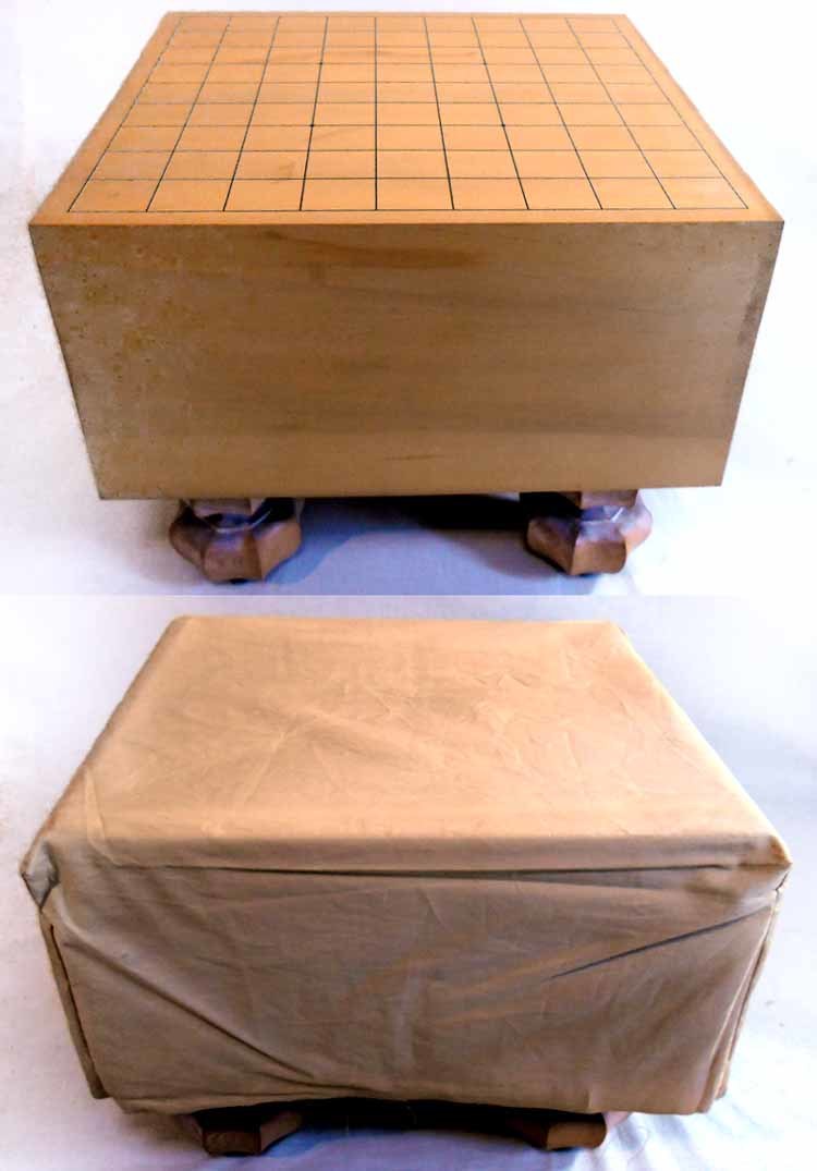 高級将棋盤 柾目 足付 HHP 将棋盤 覆付き 五寸七分