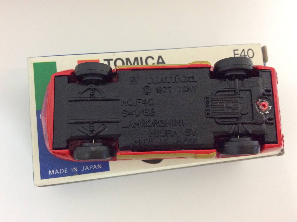 #9537-1 トミカ 外国車シリーズ F40 ランボルギーニ ミウラ SV 1/62 日本製 赤/ゴールド 赤×金