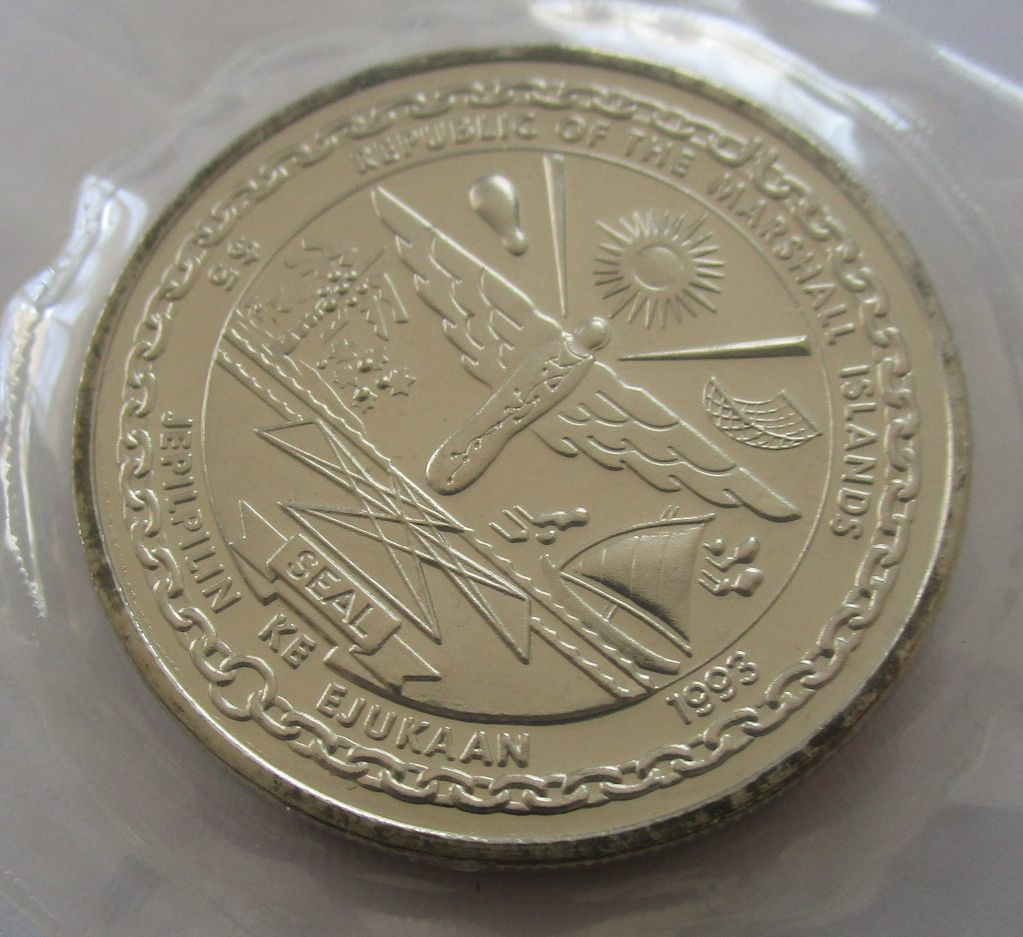 0 1 Dollars the Islands Marshall 海洋生物 5ドル 銀貨 NGC 月面着陸20