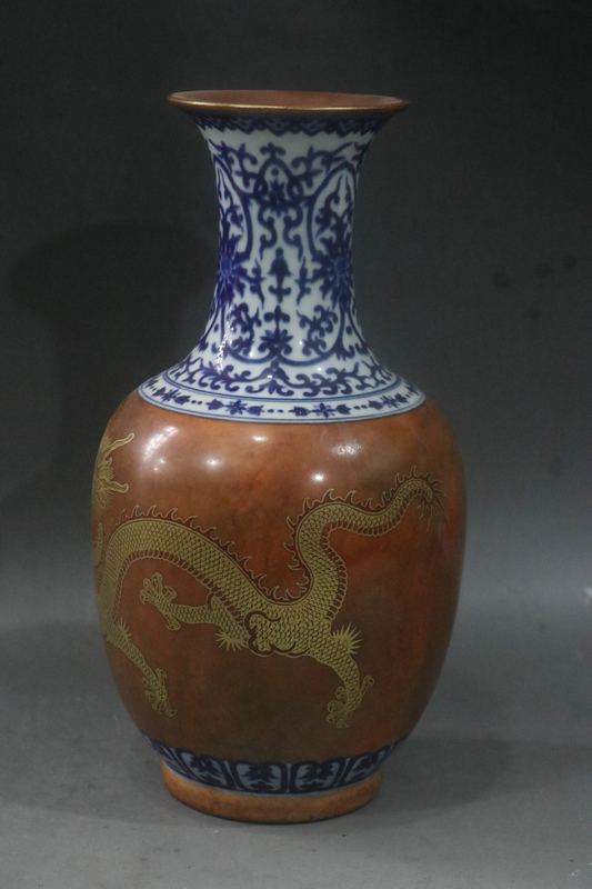 美術品・アンティーク・コレクション 中国古美術・元款青花釉里紅描金彩龍