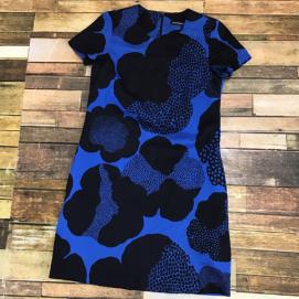 マリメッコ marimekko 半袖ワンピース 総柄 バックジップ コットン混