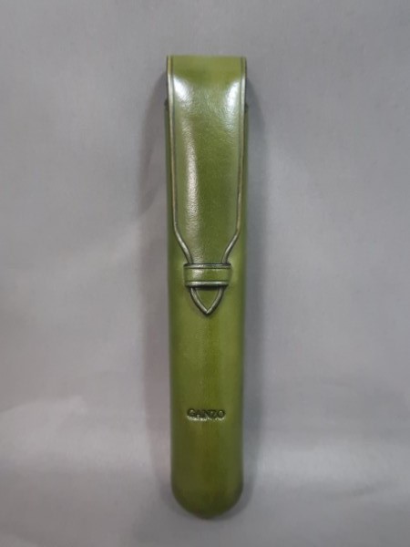 ガンゾ GANZO 革製 ペンケース 3本差し グリーン 革製ペンケース3本用