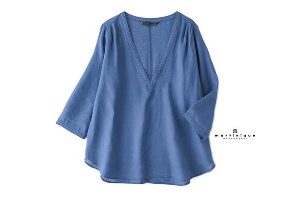 美品★MELROSEメルローズ・マルティニーク1.8万★9.11号★リネンブラウスZ175