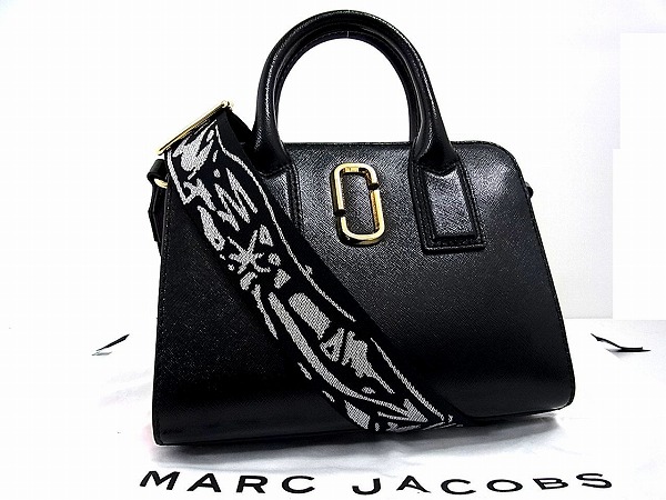 1円 ■新品■未使用■ MARC JACOBS マークジェイコブス ロゴ レザー ハンドバッグ ショルダーバッグ 2WAY ブラック L937H