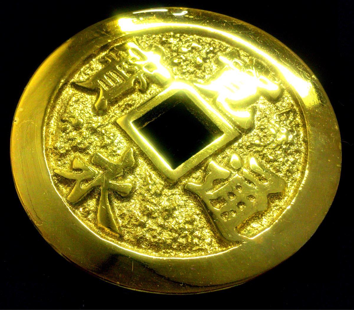24KGP 黄金寛永 金貨 金 古銭 絵銭 穴銭 コイン メダル 寛永通宝 寛永通寳 骨董 アンティーク 金属工芸 金属彫刻_2