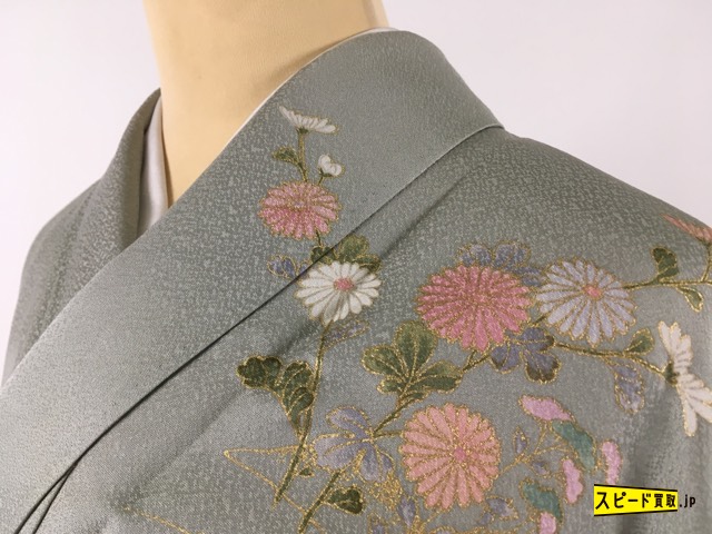 未使用品 訪問着 京友禅 梅鼠 花車 金彩加工 刺繍 身丈158cm 裄