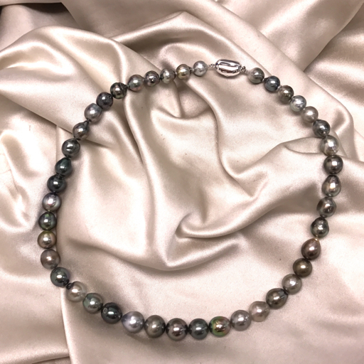 黒蝶真珠 パール ネックレス 8.5-11.5mm 約46cm 金具シルバー