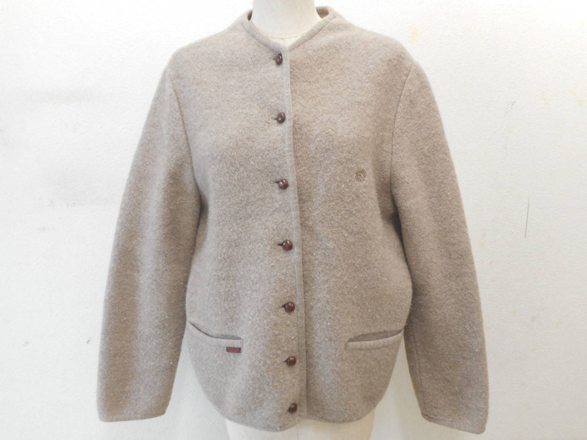 低価，本物保証 a1193 Mademoiselle NON NONノーカラージャケット マドモアゼルノンノン Papas パパス Lサイズ ベージュブラウン色 ウール毛素材 女性0F(パパス)｜売買されたオークション情報、yahooの商品情報をアー パパス