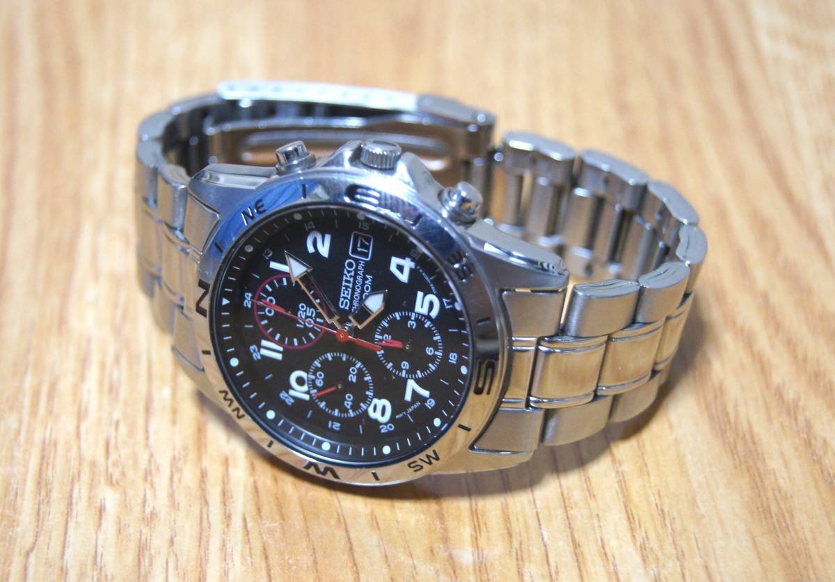 メンズ 【稼動美品】SEIKO クロノグラフ 7T92-0DW0 黒文字盤 クオーツ