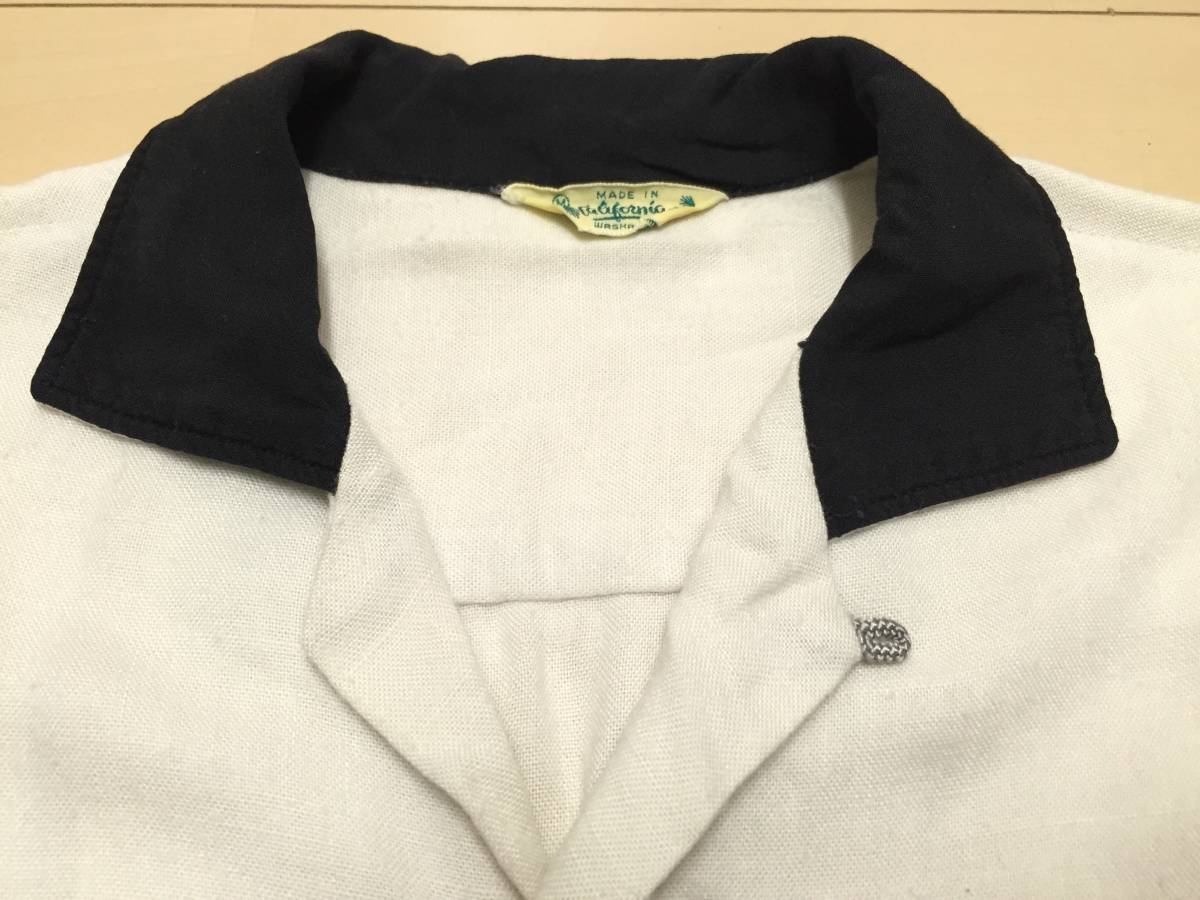 50S MADE IN CALIFORNIA カスリ 白 黒 無地 アロハシャツ ハワイアン 