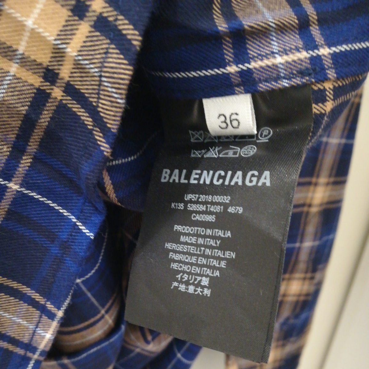 BALENCIAGA バレンシアガ チェックシャツ バックロゴ サイズ36 長袖