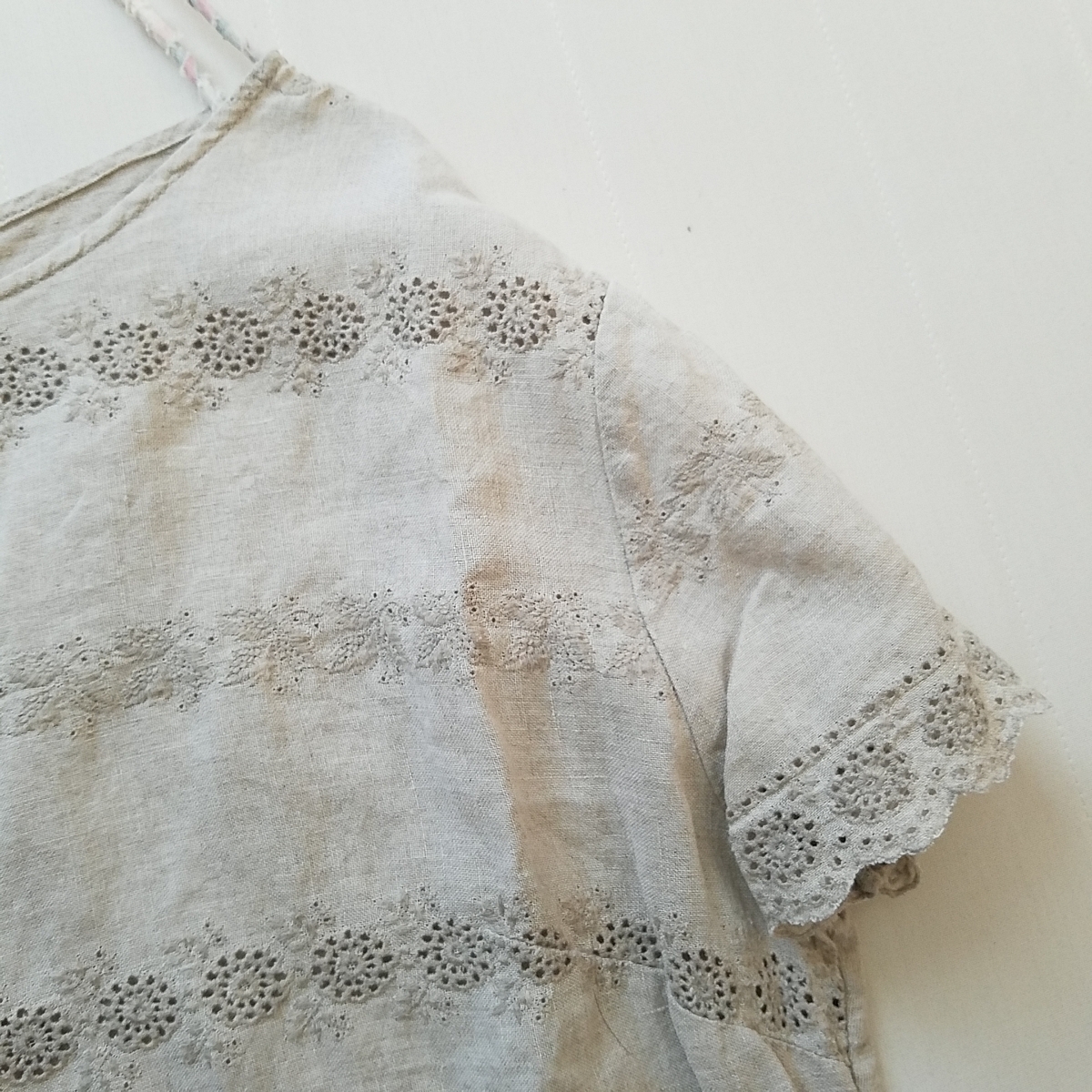 45R　//カットワークレースリネンプルオーバーブラウス