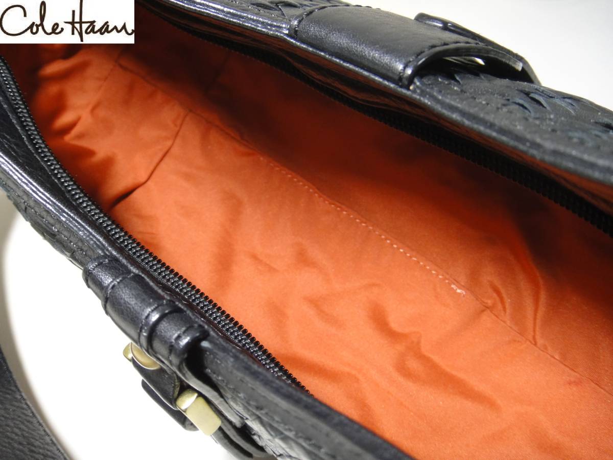 1円☆超美品☆COLE HAANコールハーン編み込みレザーセミショルダーバッグ☆