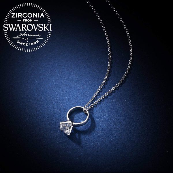 ☆新品未使用☆ネックレス チェーン スワロフスキージルコニア シルバー925純銀製 公式認証付き 指輪ペンダント リング レディース_5