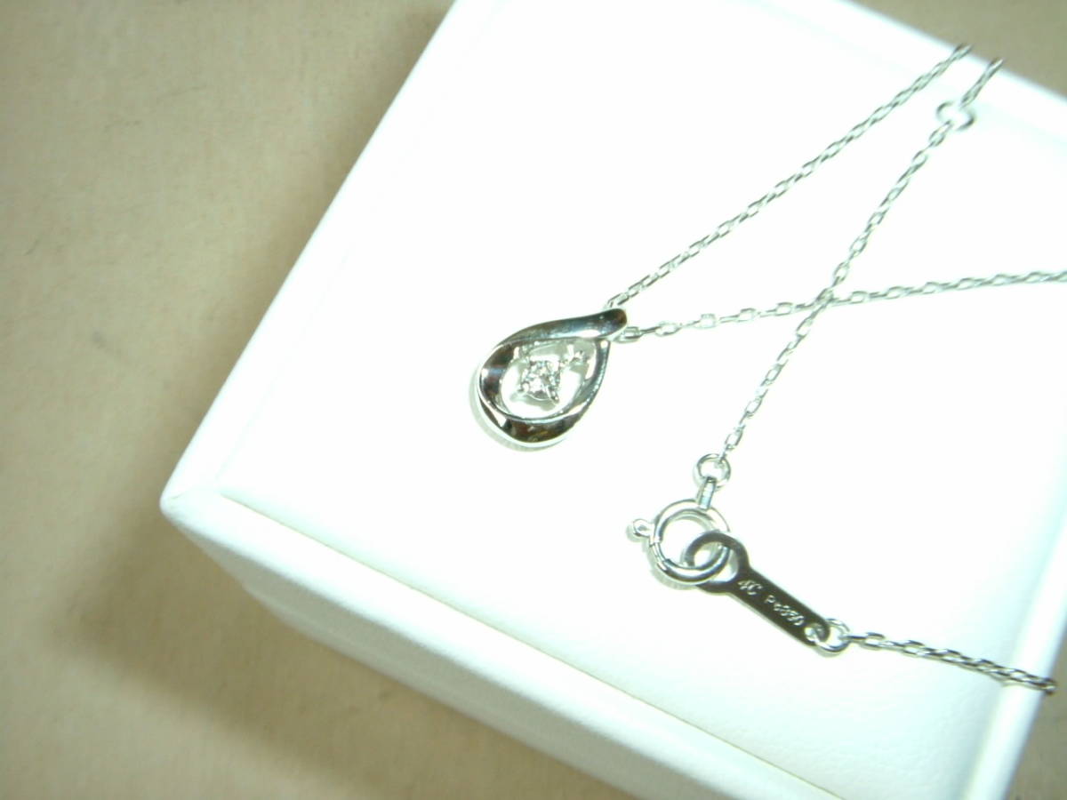 新品同様☆4℃ ネックレス ダイヤモンド Pt850 しずく ドロップ