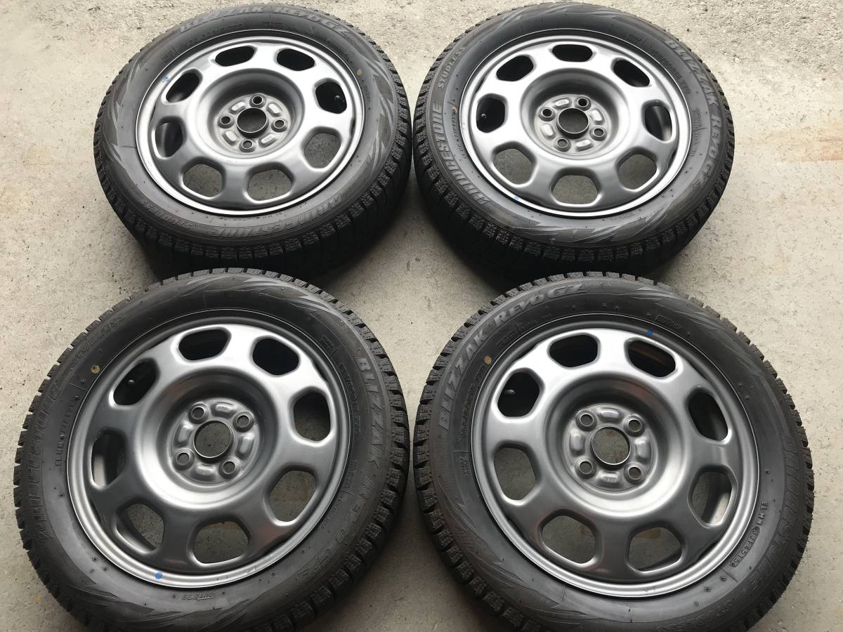 スズキ純正 ハスラー スチールホイール冬タイヤセット BS REVO GZ 165/60R15 4本 新品時のブツブツ残りあり 格安特価