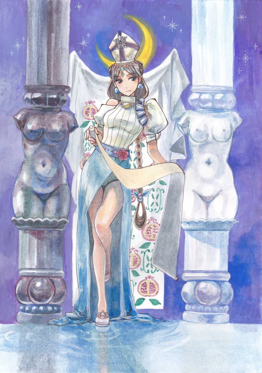 オリジナル手描きイラスト 女教皇 タロットカード風 大アルカナ アナログ水彩 自作 手描きイラスト 売買されたオークション情報 Yahooの商品情報をアーカイブ公開 オークファン Aucfan Com