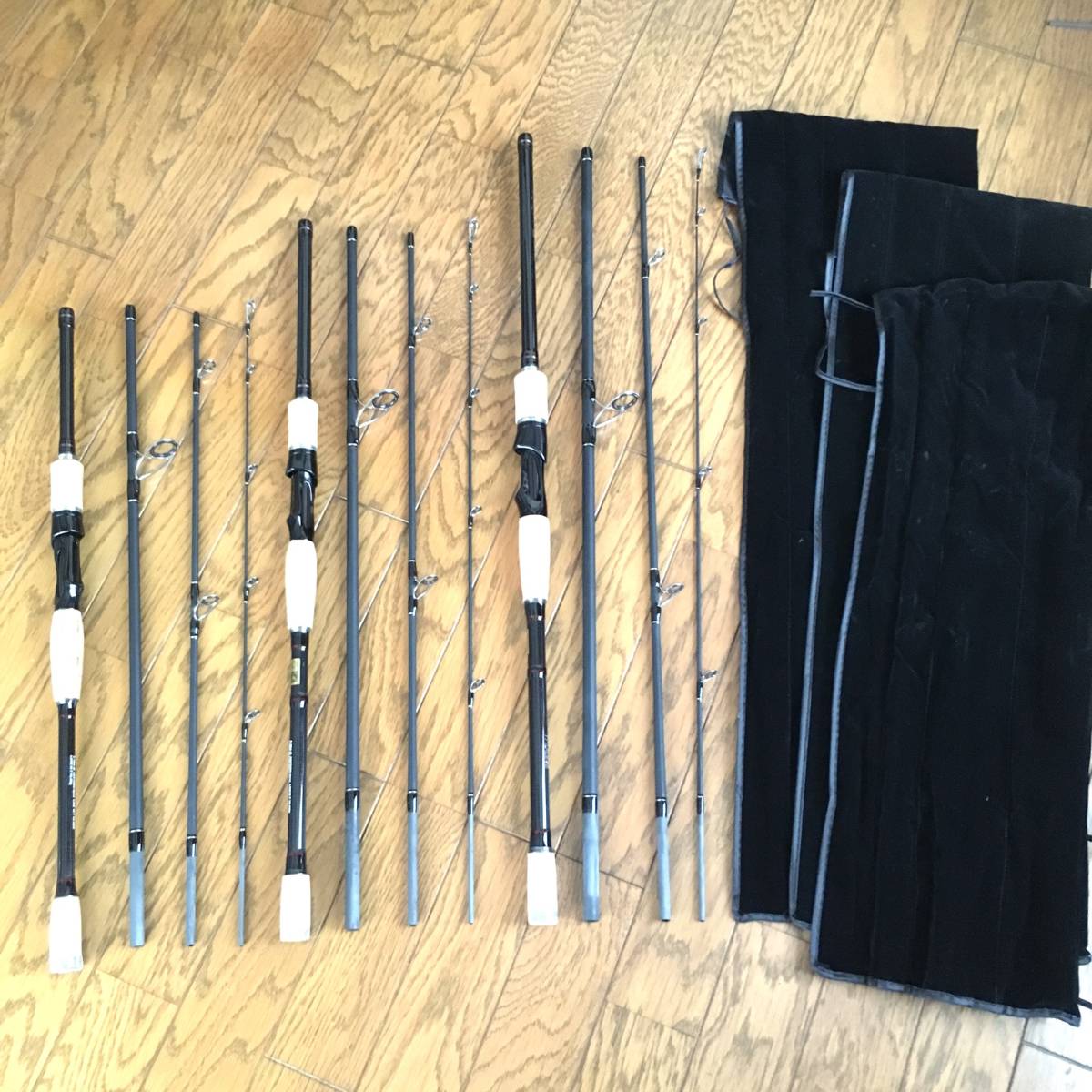 7f、8f、9f スピニング パックロッド4ピース3本セット トラベル ルアー 7 8 9フィート ロッド まとめて バス トラウト シーバス まとめ売り
