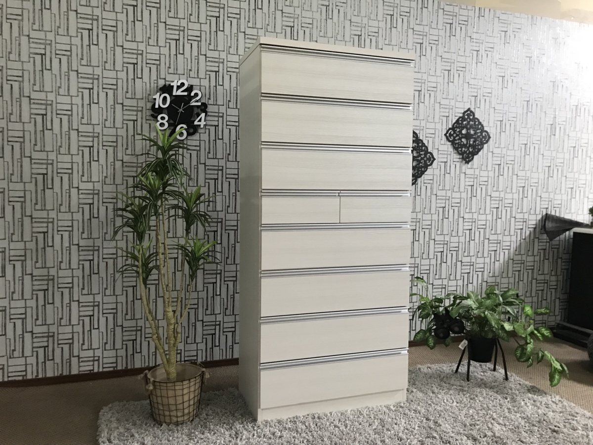 【国産】 タワーチェスト 80幅8段 高さ180㎝ チェスト ホワイト 完成品 モダンスタイル スカイ アウトレット/未使用 0921 C タワーチェスト チェスト タンス 奥行44.5アイクーリ 幅79.5 衣類