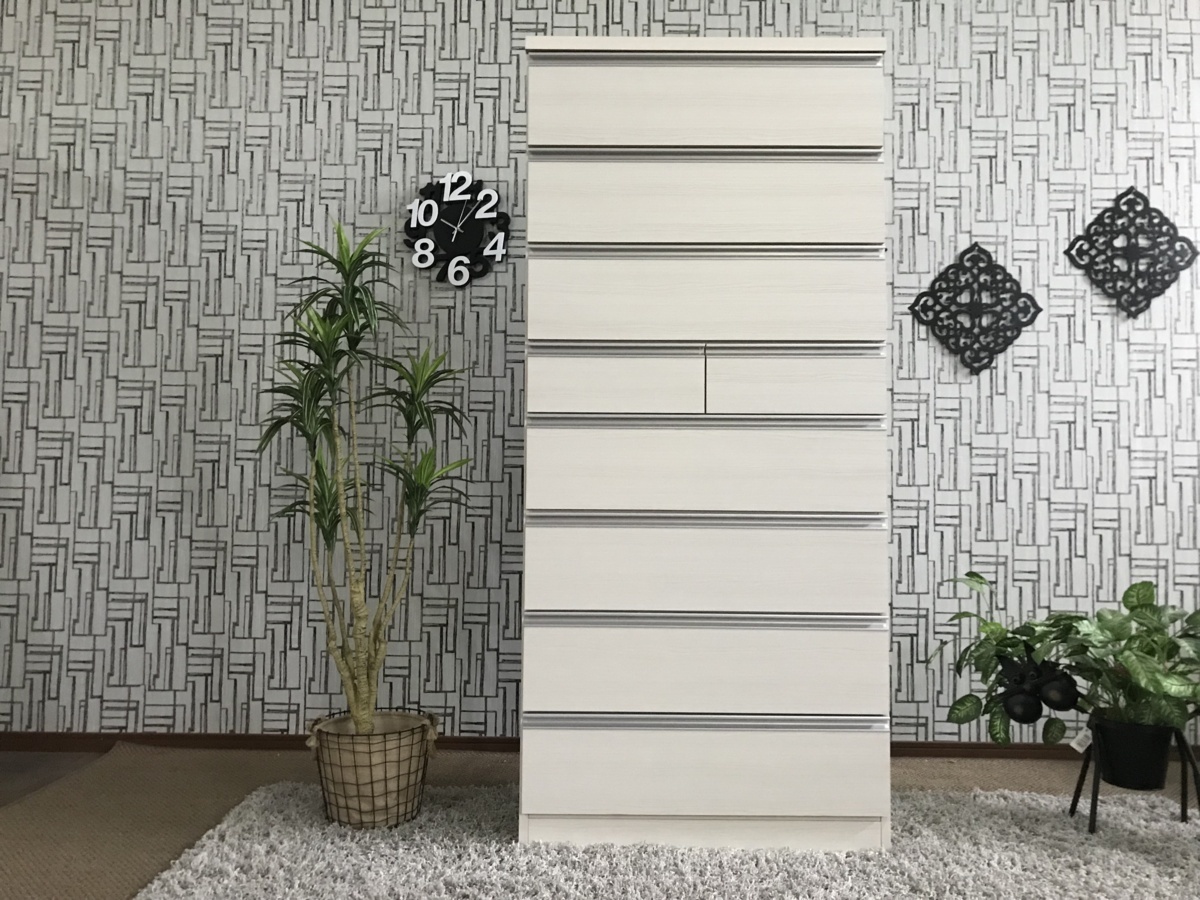 【国産】 タワーチェスト 80幅8段 高さ180㎝ チェスト ホワイト 完成品 モダンスタイル スカイ アウトレット/未使用 0921 C タワーチェスト チェスト タンス 奥行44.5アイクーリ 幅79.5 衣類