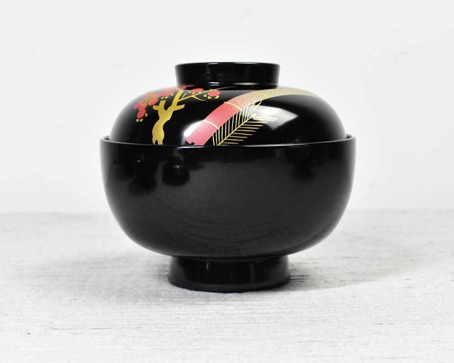 ☆値下げしました！ 懐石料理【木製 箸洗5客】松葉の模様 直径6.6×蓋を