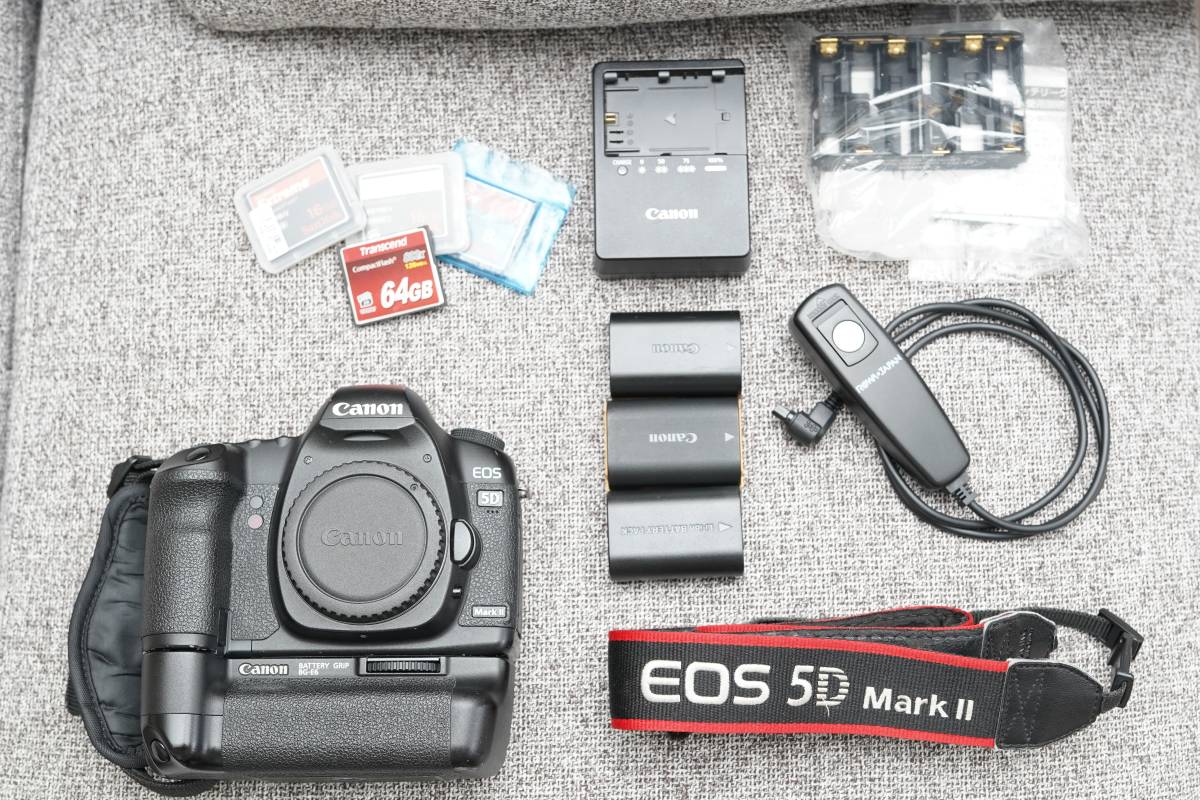 付属品多数】Canon EOS 5D Mark II ボディ（w/ バッテリーグリップ＋ 