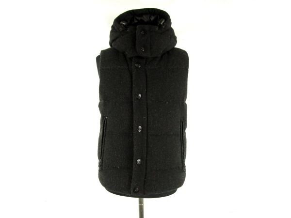 定番，安い ナノユニバース 西川ダウン ウール混 ダウンベスト フード付き ヘリンボーン ブラック メンズ M O-3393(その他)｜売買されたオークション情報、yahooの商品情報をアーカイブ公開 - オークファ 男性用