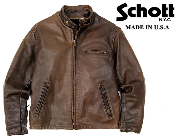 く*び様 極美品 Schott ショット カフェレーサー 本革 レザージャケット Schott LEATHER COMBI CAFE RACE JACKET ショット レザーコンビカフェ