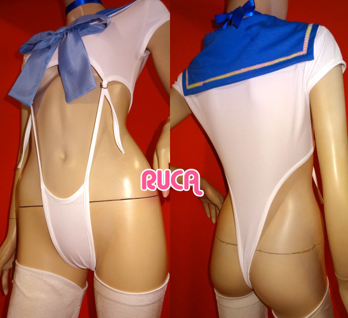 *ハンドメイド*制服コスプレ☆Ｔバック・レオタード型セーラー服 （セーラーマーキュリー風）