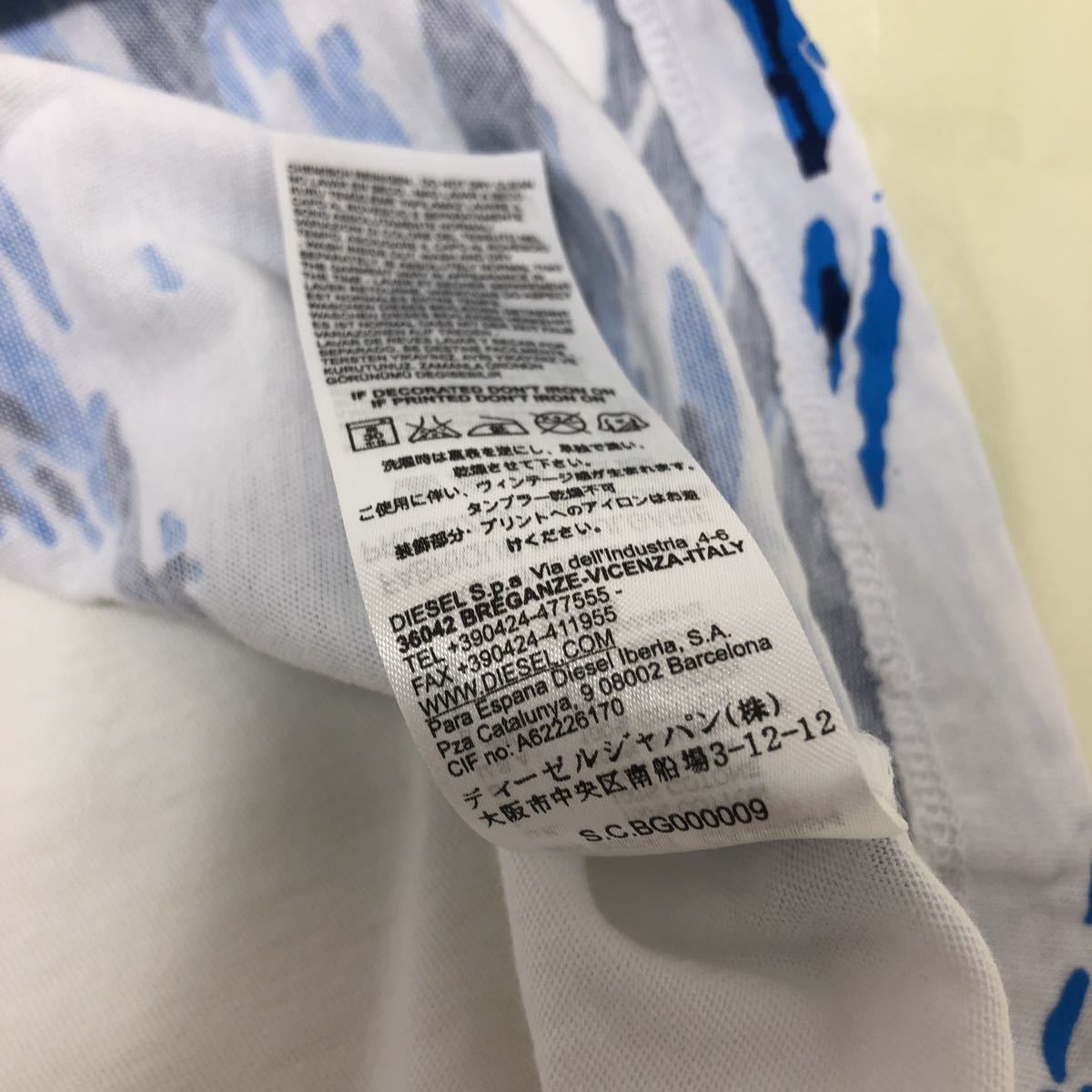 【定番人気，安い】 1円スタート【新品NEW/訳アリ】ディーゼル DIESEL デザインプリント メンズ 半袖 Tシャツ sizeL ホワイト