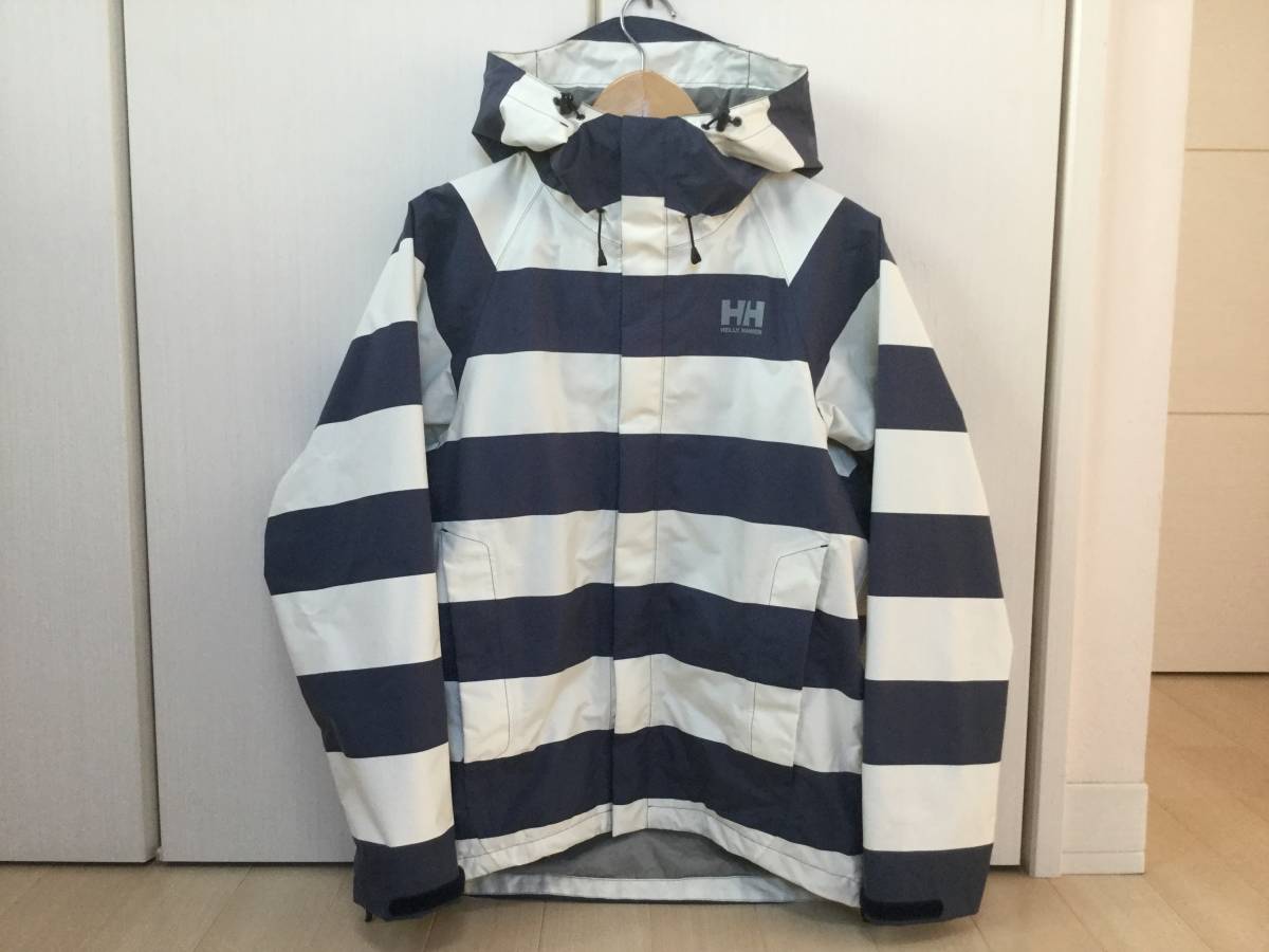 美品 HELLY HANSEN ヘリーハンセン ボーダー柄 スカンザ ジャケット 中古 M（検 レイン ナイロン マウンテンパーカー HOE11001） 