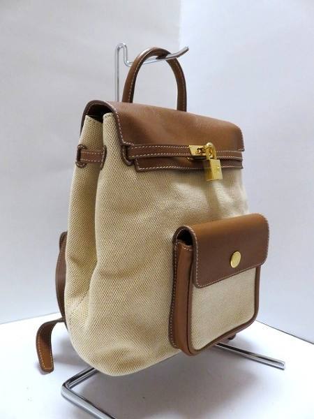 フォクシー FOXEY バッグ リュックサック キャンバス×レザー ベージュ